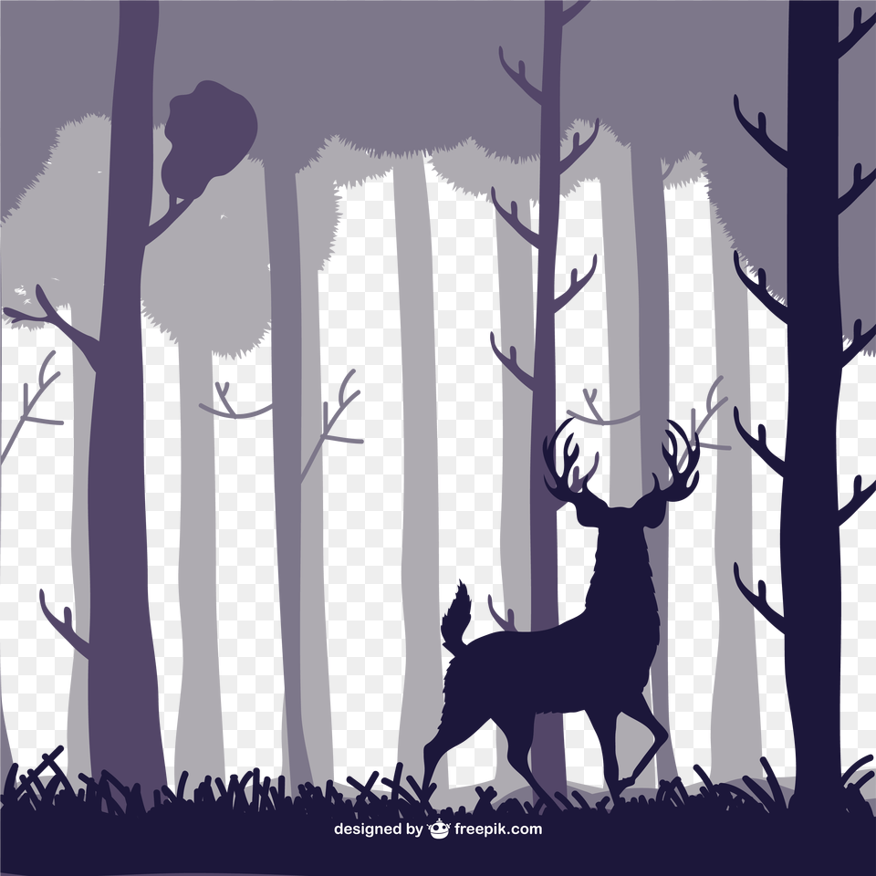 Deer Forest Silhouette Illustration Deer Forest Silhouette, Animal, Wildlife, Mammal, Vegetation Free Transparent Png