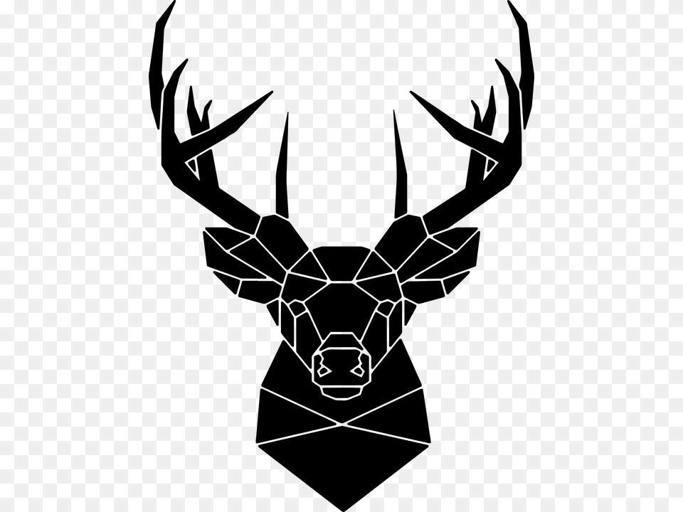 Deer Head Geometric Ai File Deer Silhouette Stag Stag Silhouette Head Geometric, Gray Png Image