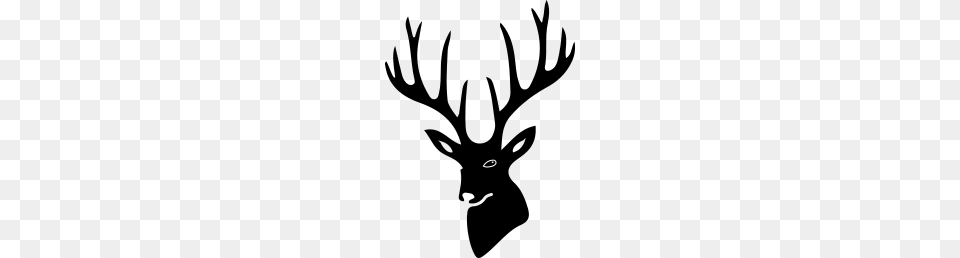 Deer Head Silhouette, Gray Free Png