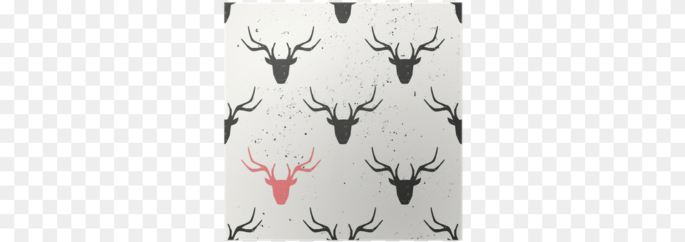Deer Head Silhouette Seamless Pattern Poster Pixers Reindeer With Ornaments Tote Bags, Animal, Antler, Elk, Mammal Png
