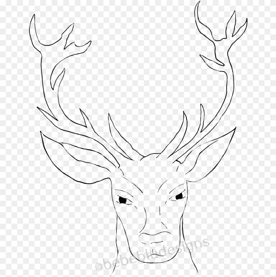 Deer Head Silhouette Sketch, Animal, Mammal, Wildlife, Stencil Png