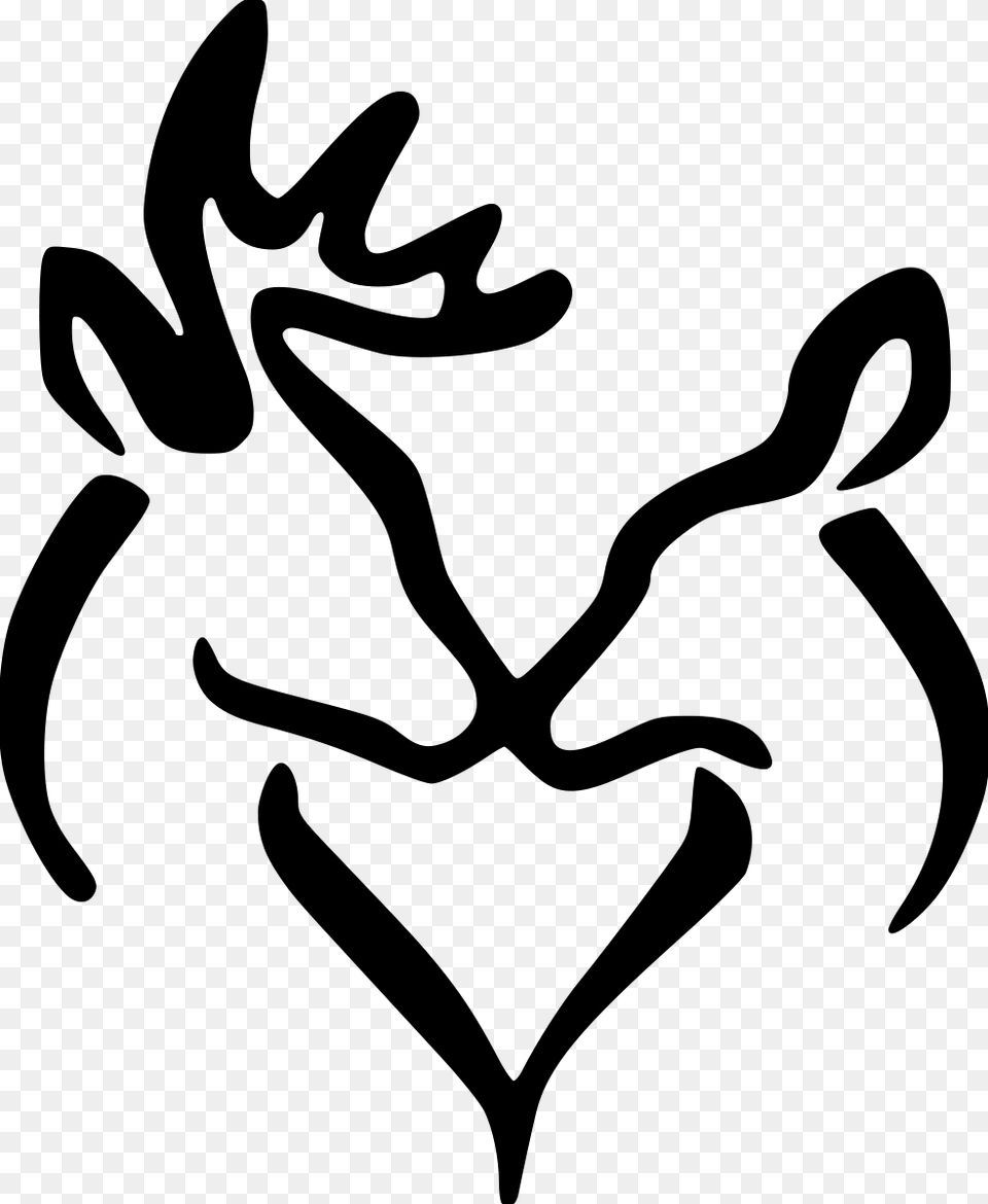 Deer Heart Buck And Doe Silhouette, Gray Png Image