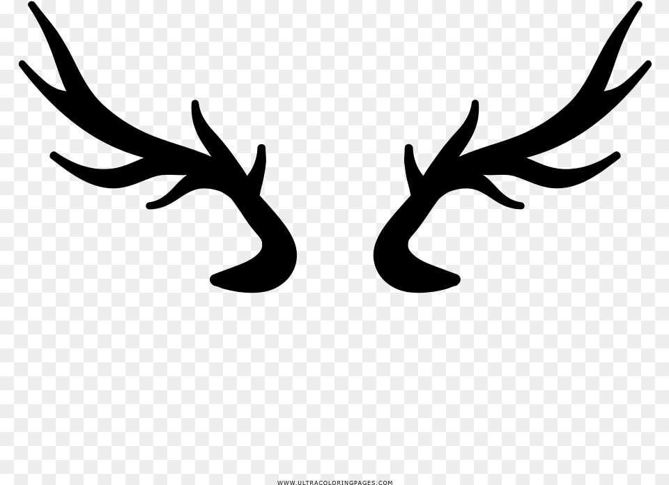 Deer Horns Coloring, Gray Png