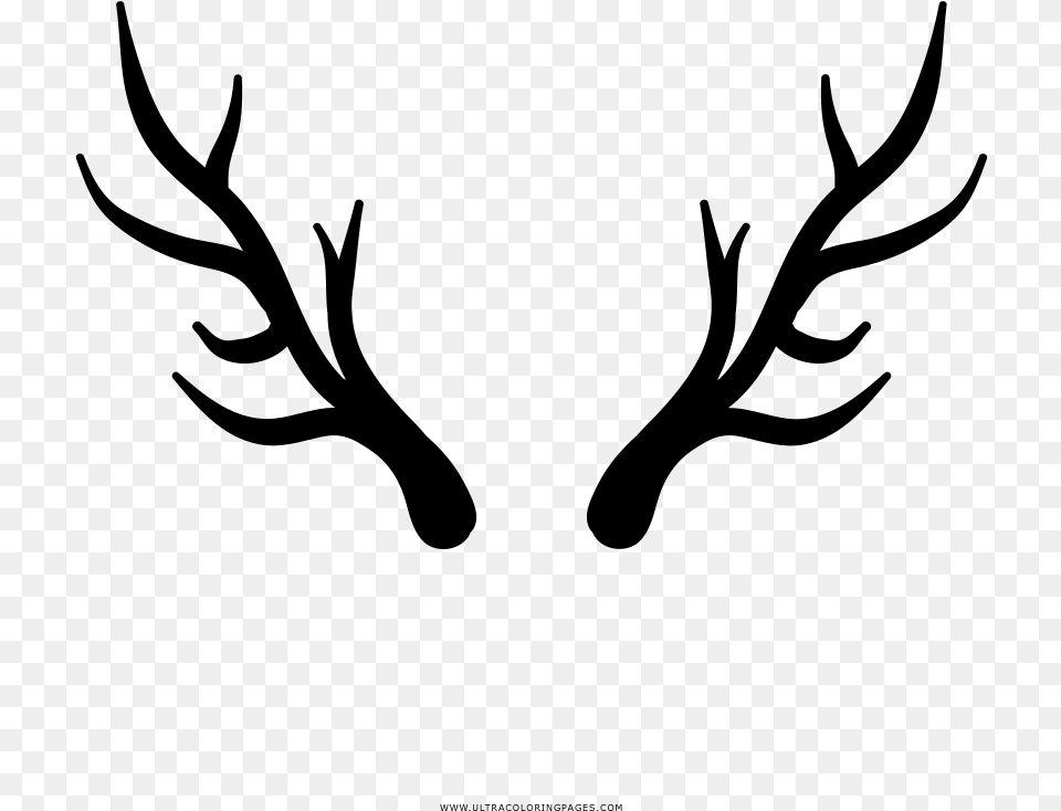 Deer Horns Coloring, Gray Free Png