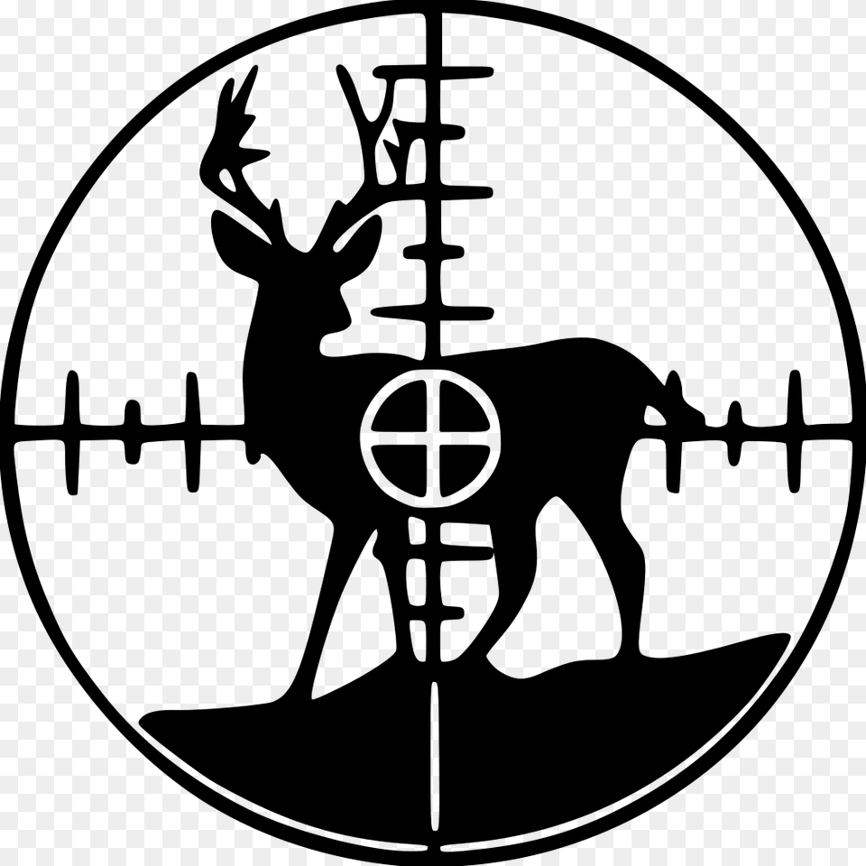 Deer In Crosshairs Clip Art, Gray Free Png