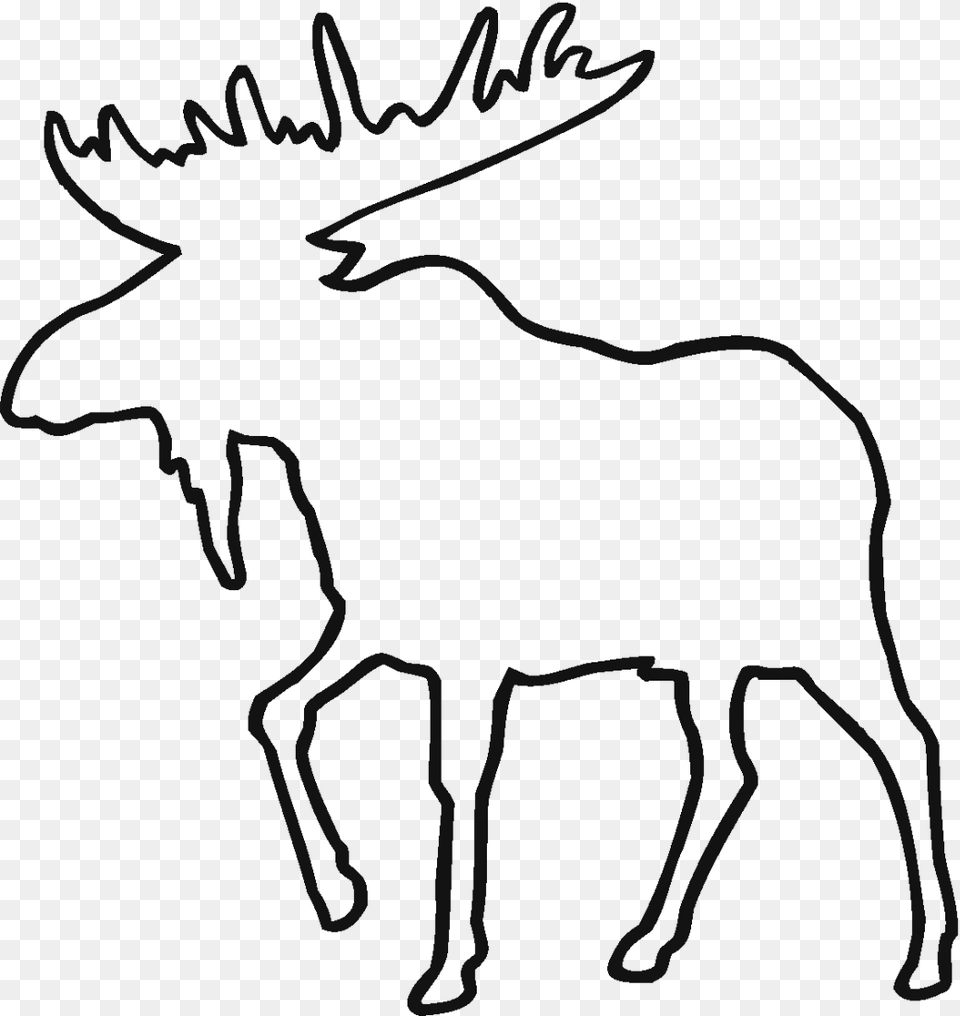 Deer Line Drawing Clipart Moose Outline, Gray Png