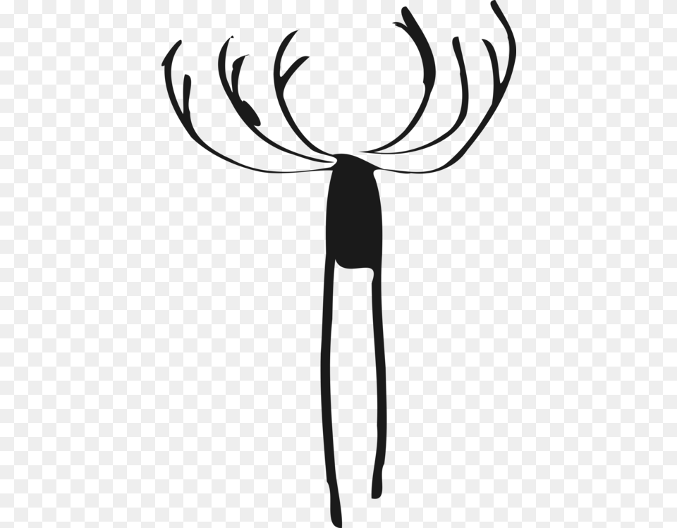 Deer Moose Black And White Elk Line Art, Stencil, Person, Cutlery, Antler Png Image
