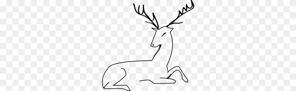 Deer Outline Clip Art, Gray Free Png