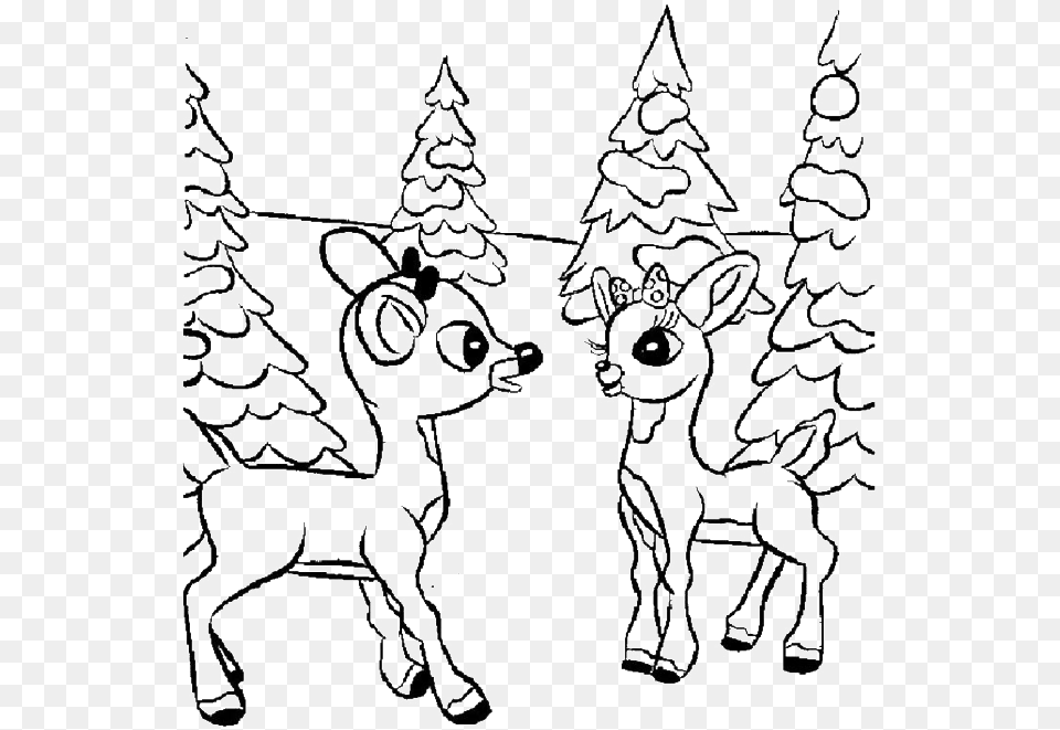 Deer Outline Drawing At Getdrawings Rudolph And Clarice Drawing, Christmas, Christmas Decorations, Festival, Stencil Png Image