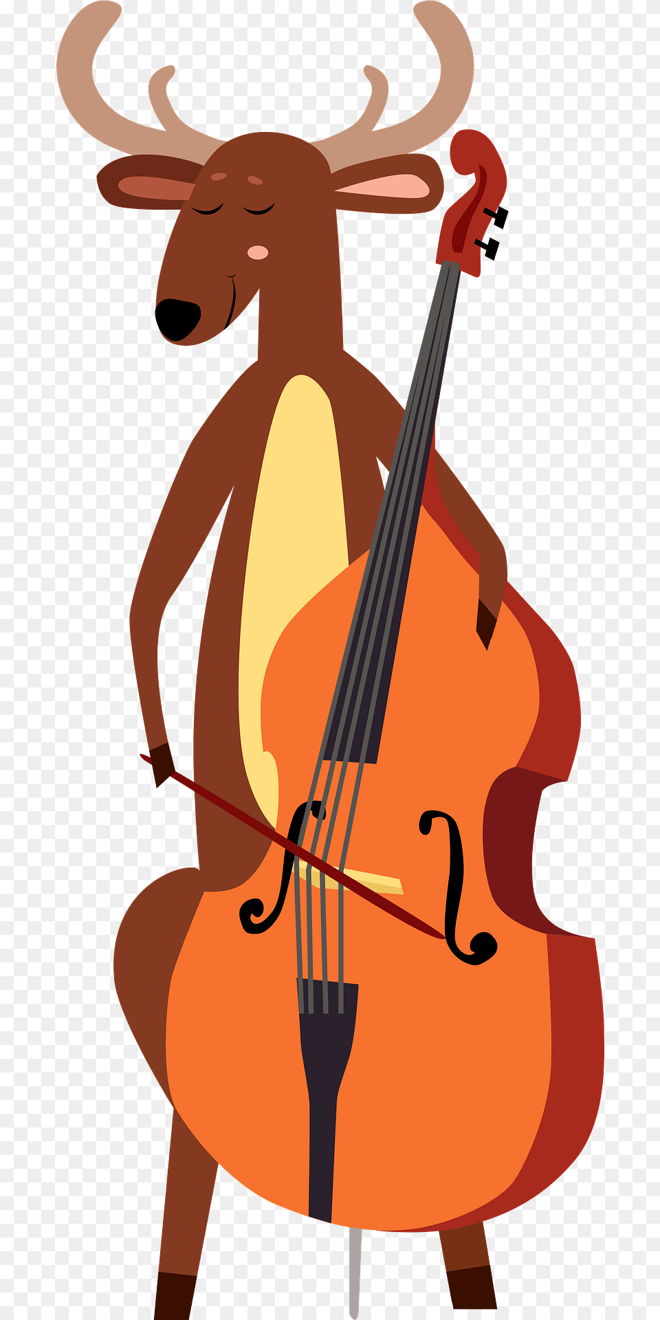Deer Playing Double Bass Clipart, Cello, Musical Instrument, Animal, Fish Png Image