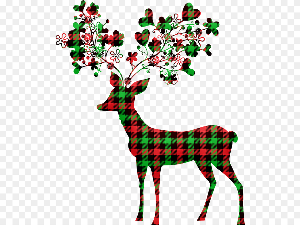 Deer Reindeer Antlers Decorative, Wildlife, Animal, Mammal, Tartan Free Png Download