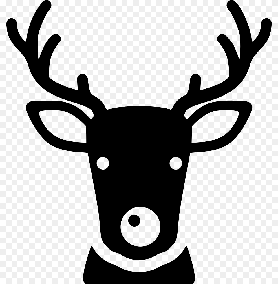 Deer Santa Reindeer Red Nose Christmas Day, Animal, Mammal, Stencil, Wildlife Free Png