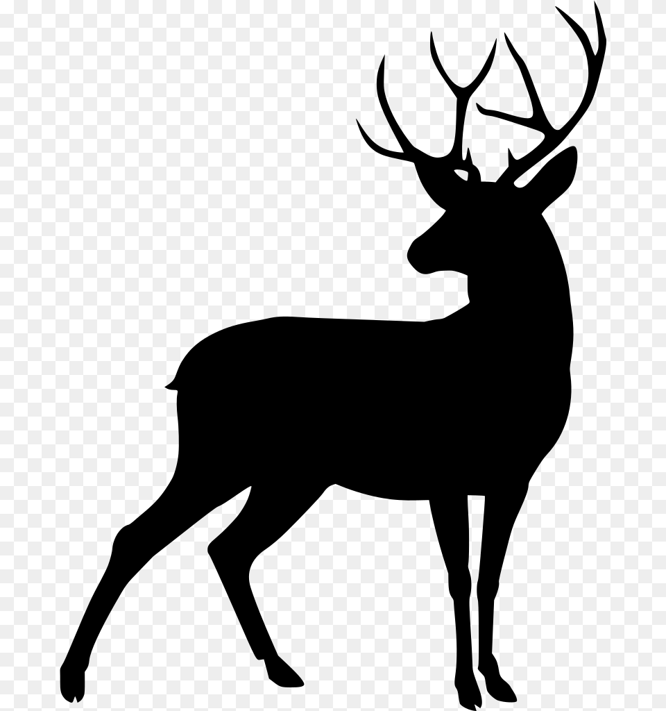 Deer Silhouette, Gray Free Png Download