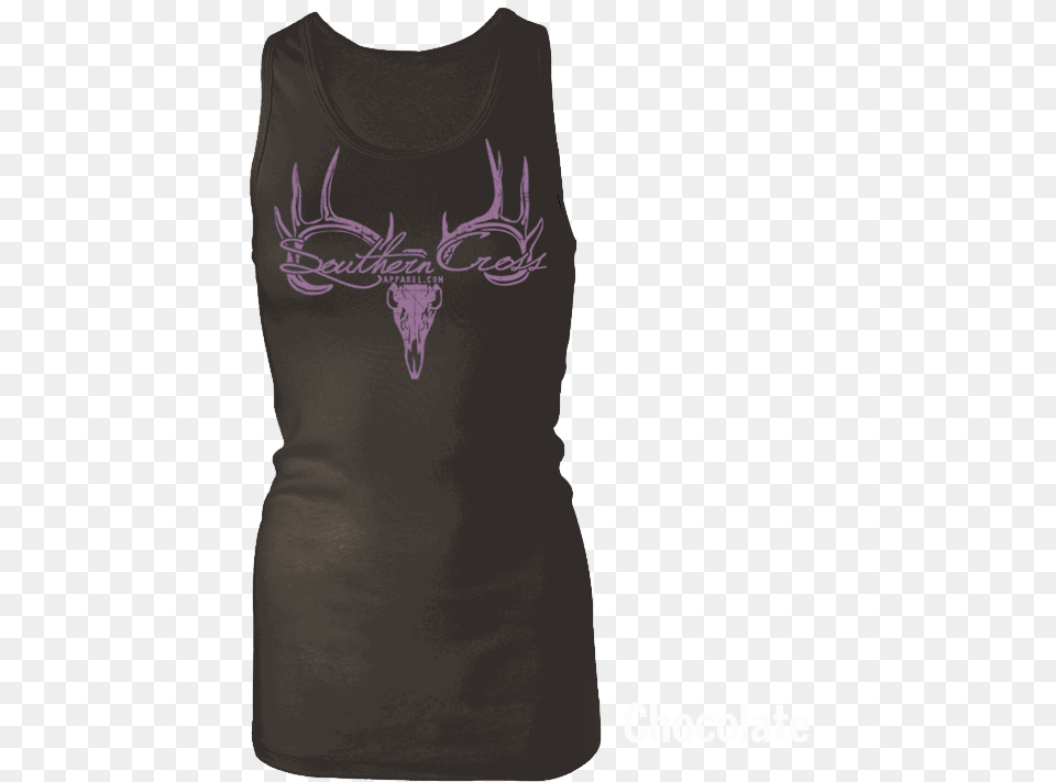 Deer Skull Logo Black Tank Top Large Tank Top Womens Breast Cancer Awareness Longer Length Racerback, Clothing, Tank Top, T-shirt, Person Png