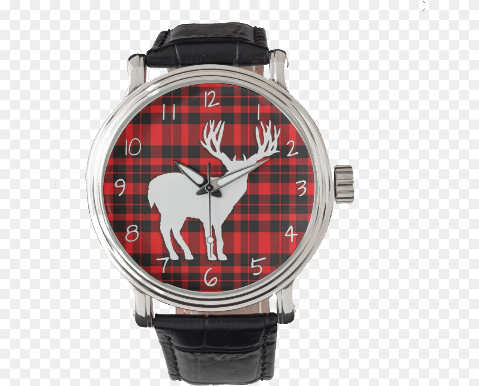 Deer Stag Silhouette On Red Black Plaid Watch Too Shall Pass Watch, Arm, Body Part, Person, Wristwatch Free Png Download