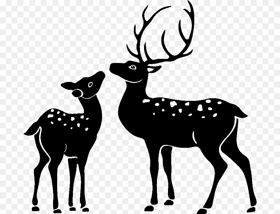 Deer Sticker Silhouette Black And White Wall Stickers, Gray Free Png Download