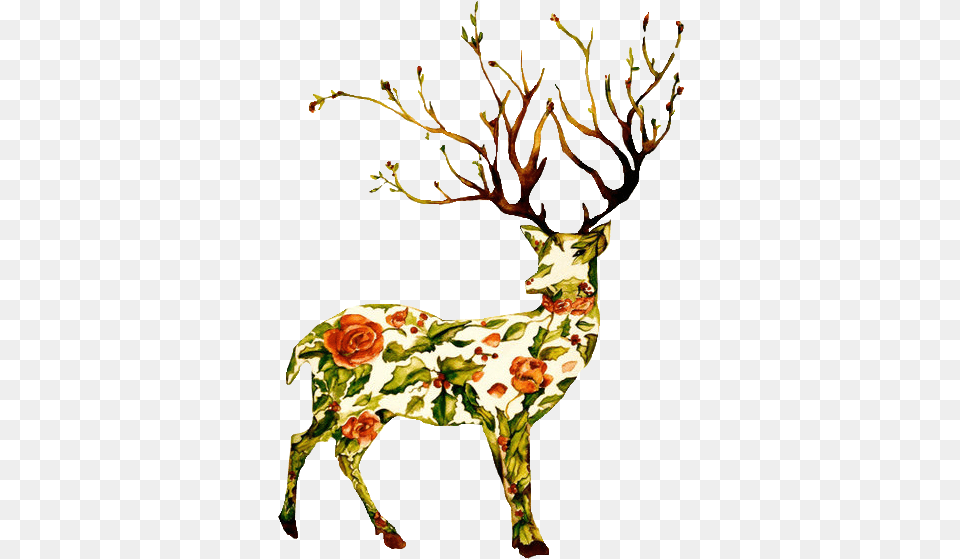 Deer Tattoo Art Clip Art Drawing Delicate Deer Tattoos, Animal, Mammal, Wildlife, Floral Design Free Png