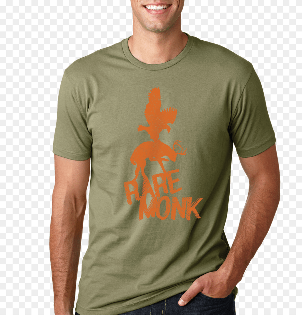 Deer Tee Light Olive On Bod, Clothing, Shirt, T-shirt, Adult Free Png