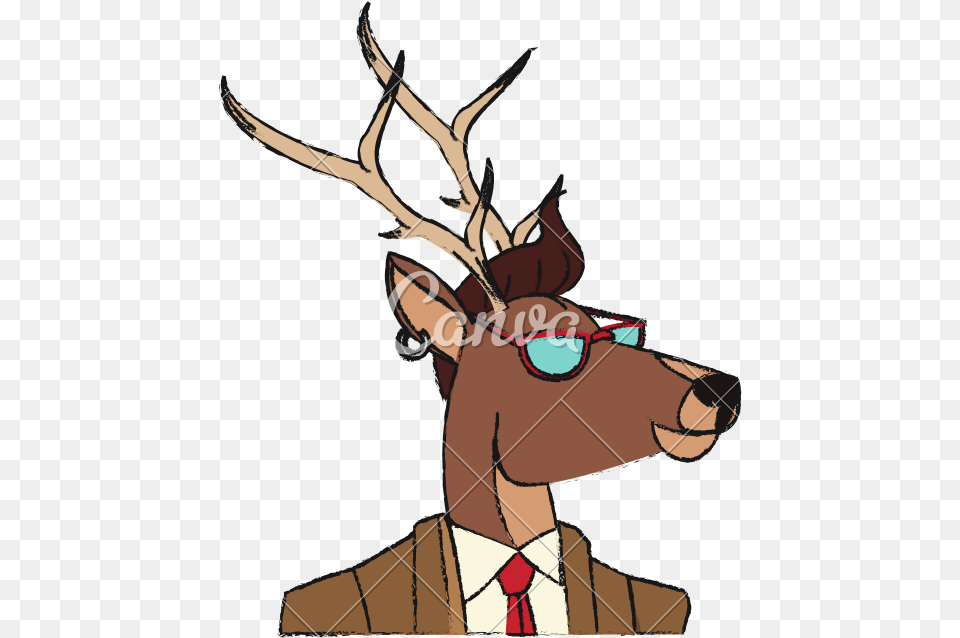 Deer Wearing A Suit, Animal, Wildlife, Mammal, Elk Free Png Download