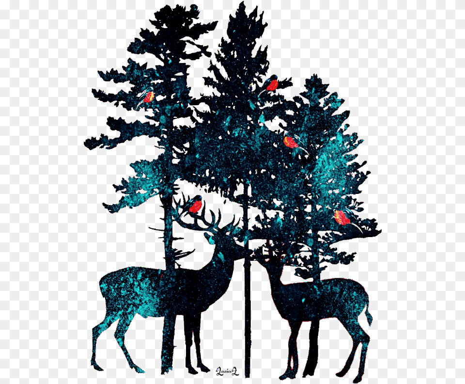 Deer Winter Pines Jack Pine Tree Silhouette Clipart Tall Tree Silhouette, Animal, Mammal, Wildlife, Outdoors Free Png Download