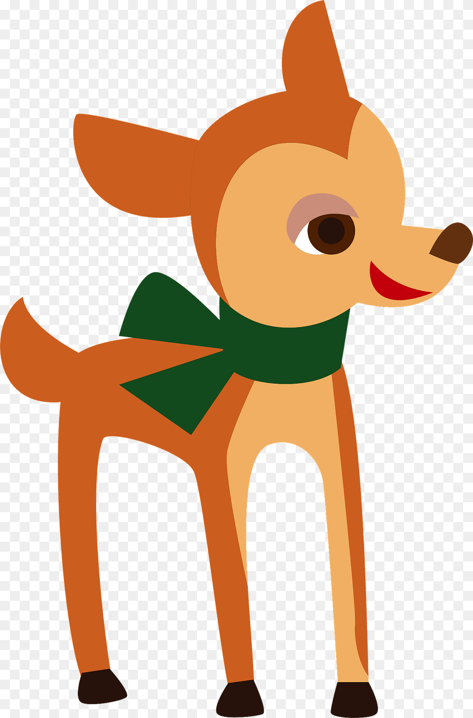 Deer With A Green Scarf Clipart, Animal, Mammal, Wildlife, Canine Free Png