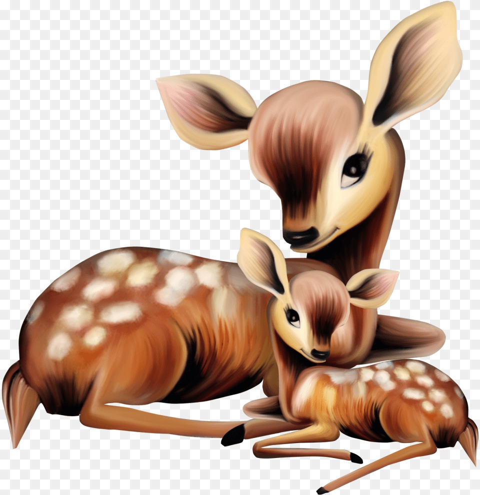 Deer With Baby Clipart, Mammal, Animal, Wildlife, Person Free Transparent Png