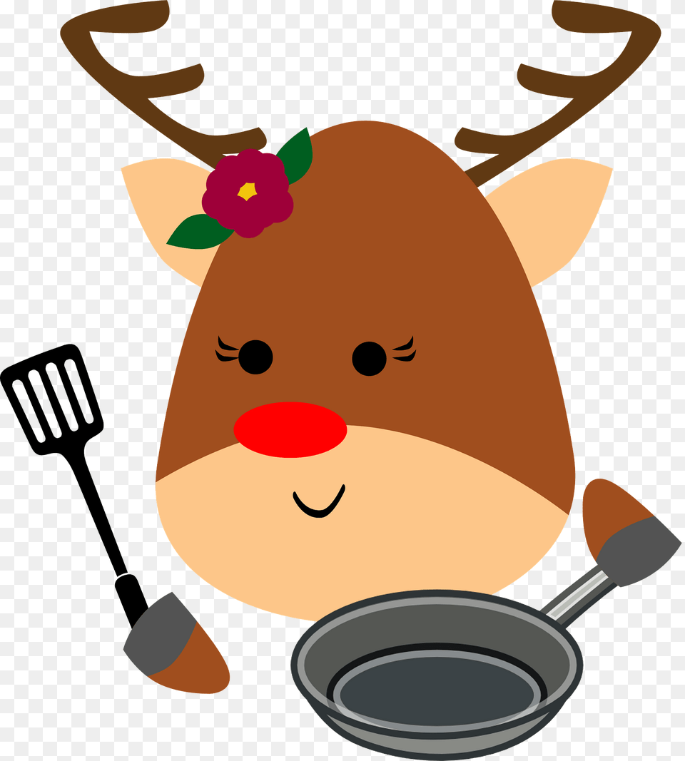 Deer With Skillet And Skimmer Clipart, Cutlery, Fork, Animal, Fish Png Image