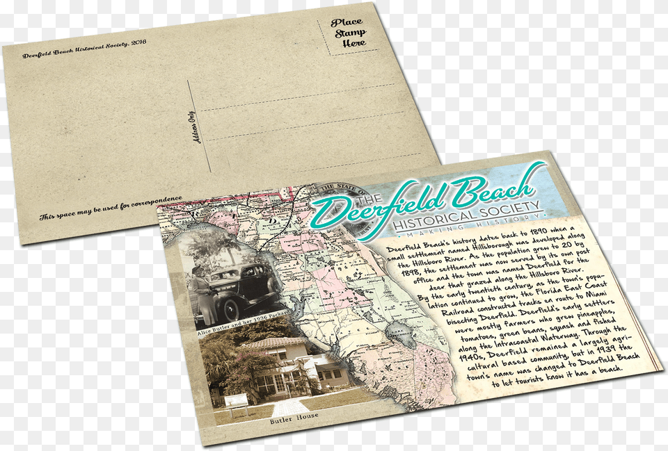 Deerfield Beach Historical Society Postcard, Envelope, Mail, Car, Person Png