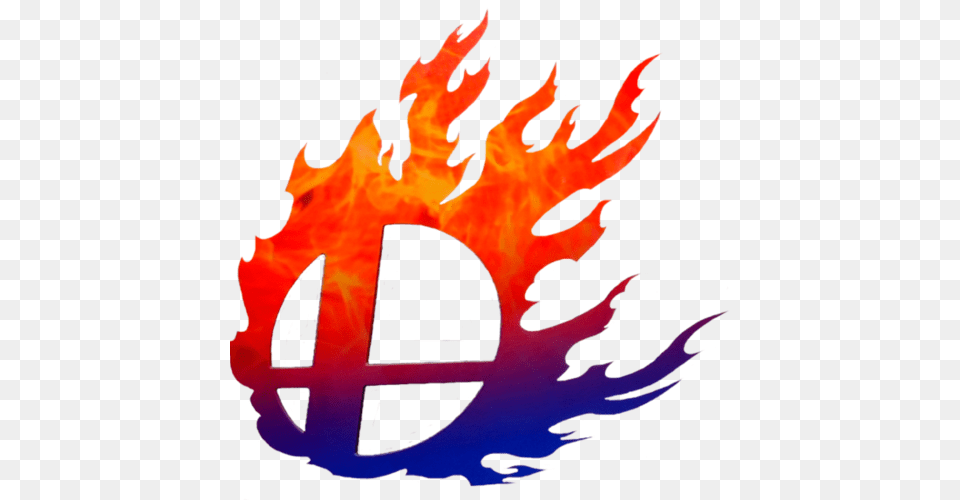 Default Super Smash Bros Wii U Symbol On Fire By Super Smash Bros Fire, Flame, Logo, Person Free Png