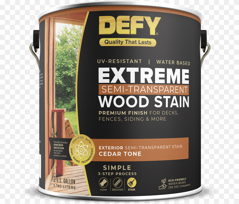 Defy Extreme Semi Transparent Wood Stain 1gal Cedar Defy Extreme Solid Color Stain, Can, Tin, Advertisement, Poster Free Png Download