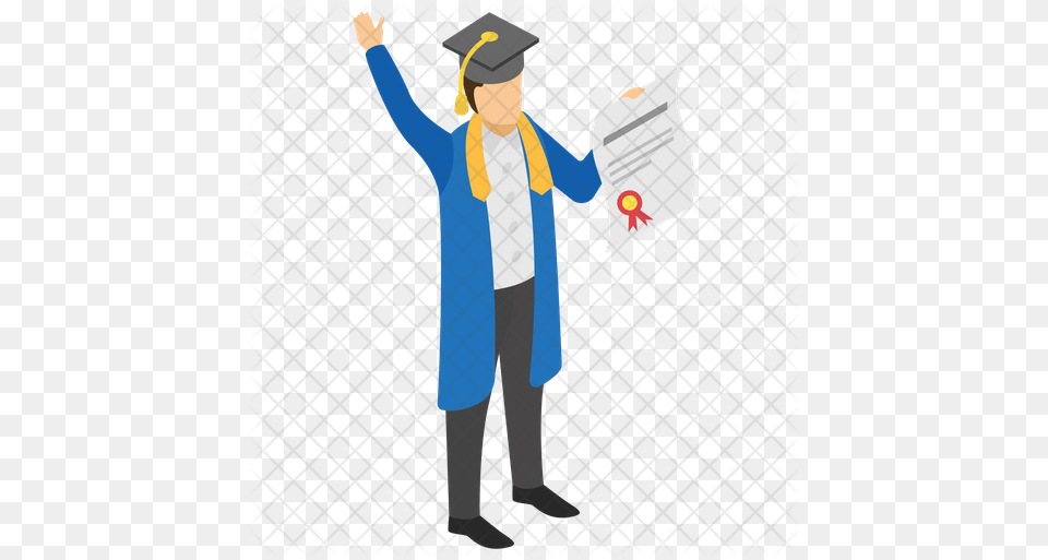 Degree Holder Icon Of Isometric Style Graduation, People, Person, Clothing, Coat Free Transparent Png