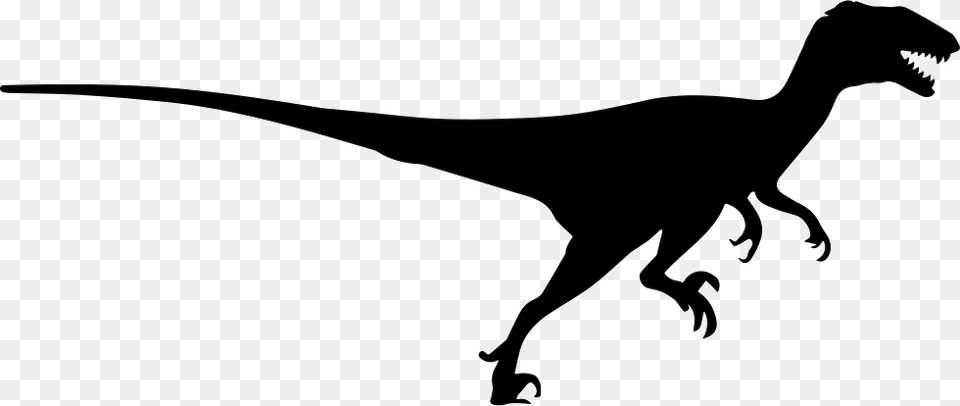 Deinonychus Dinosaur Silhouette Side View Icon Free, Animal, Reptile, T-rex Png Image