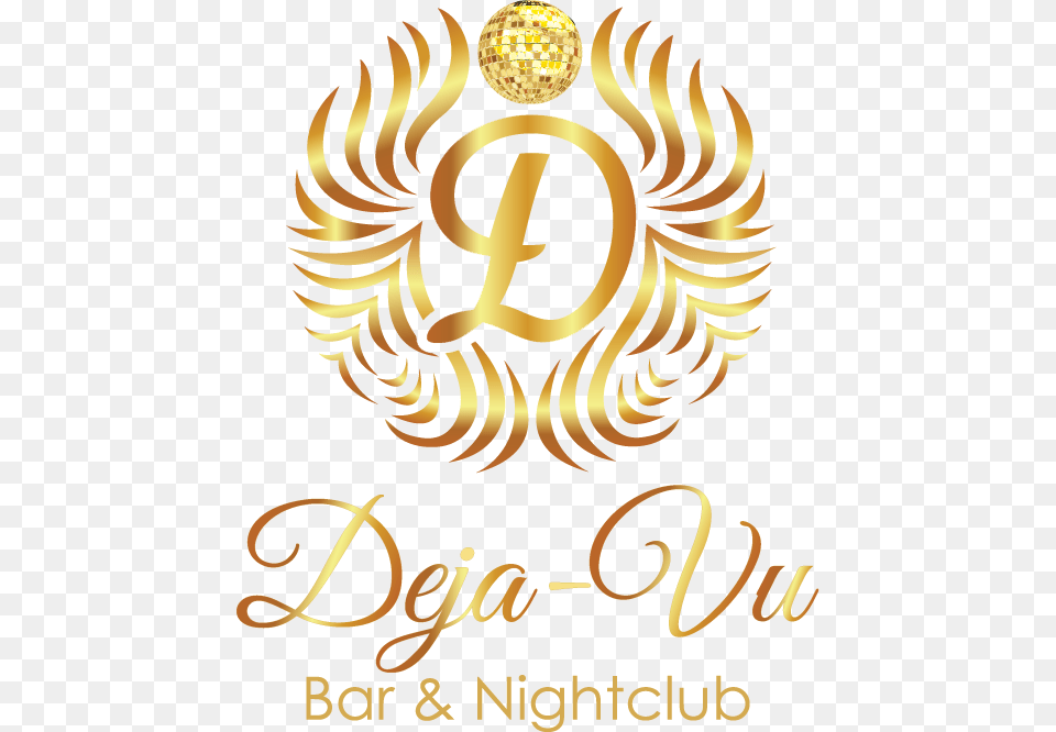 Deja Vu Bar And Nightclub Calligraphy, Book, Publication, Gold, Text Png Image
