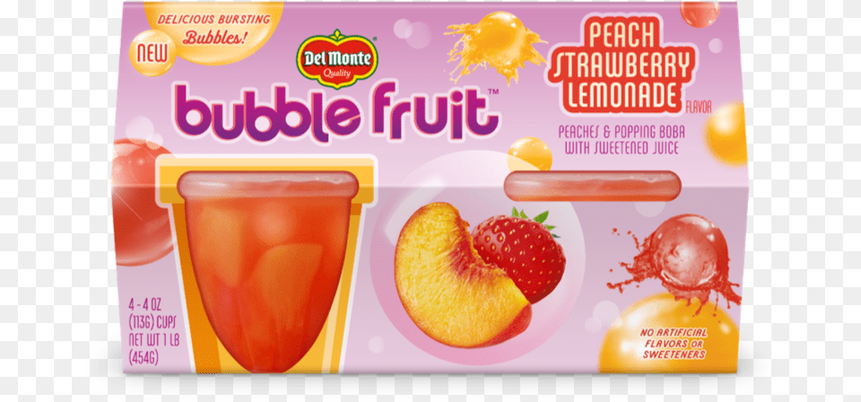 Del Monte Peach Strawberry Lemonade Bubble Fruit 4 Del Monte Bubble Fruit, Beverage, Juice, Food, Plant Free Transparent Png