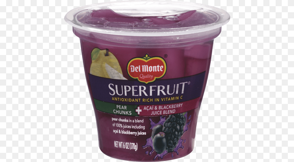 Del Monte Superfruit Pear Chunks In Acai Amp Blackberry Del Monte Super Fruit Pear Chunks Acai, Yogurt, Dessert, Food, Produce Free Png Download
