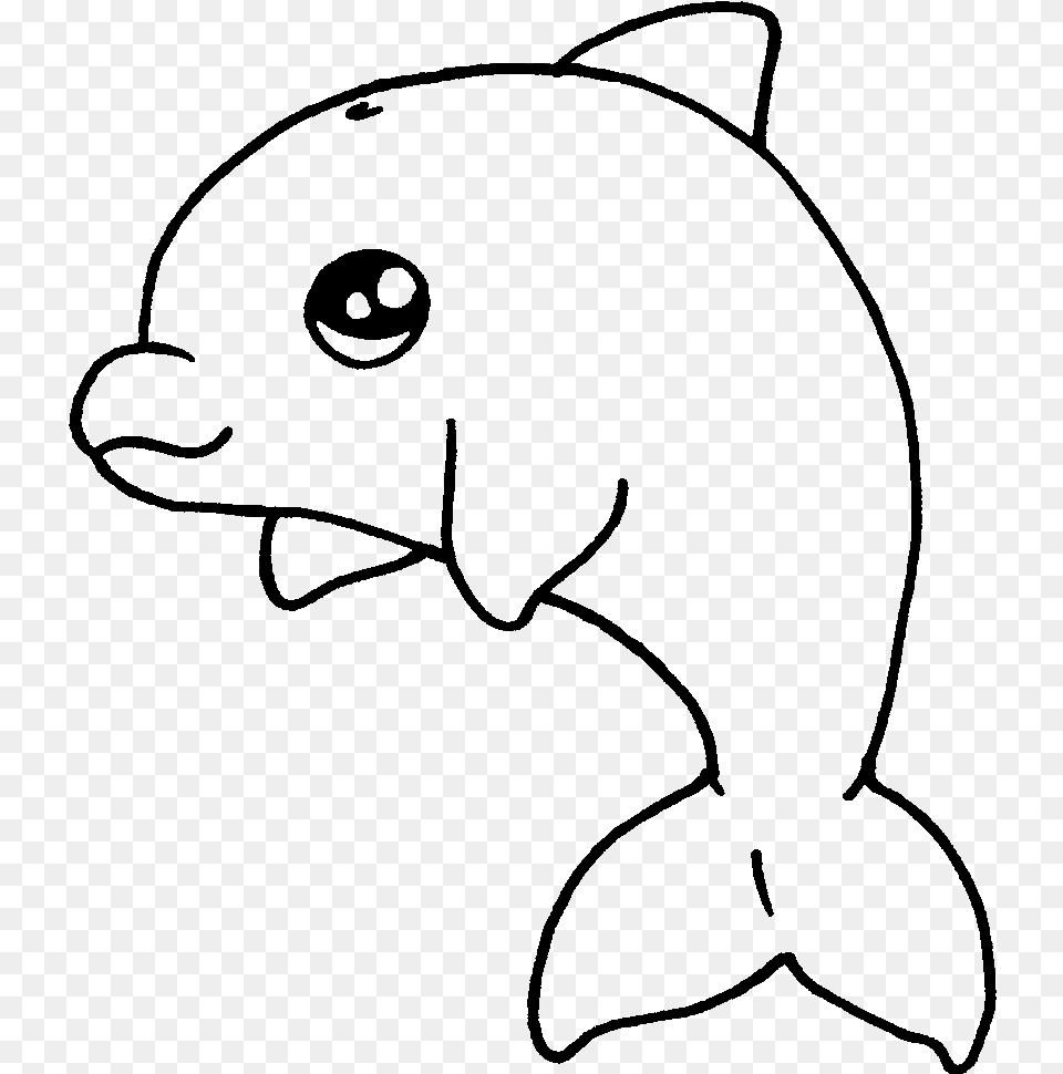 Delfin Kawaii Para Colorear, Gray Png