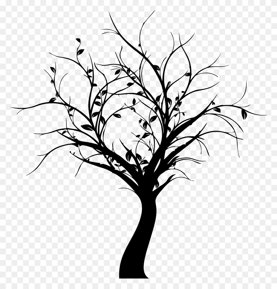 Delicate Tree Silhouette, Art, Plant, Drawing, Graphics Png Image