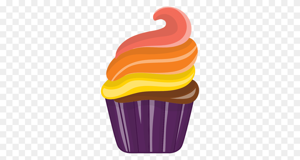 Delicious Decorated Cupcake Cartoon, Cake, Cream, Dessert, Food Free Transparent Png