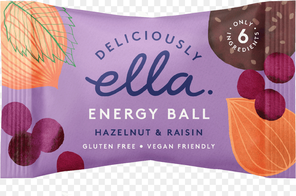 Deliciously Ella Hazelnut Amp Raisin Energy Ball X Deliciously Ella Packaging, Cushion, Home Decor, Business Card, Paper Free Png Download