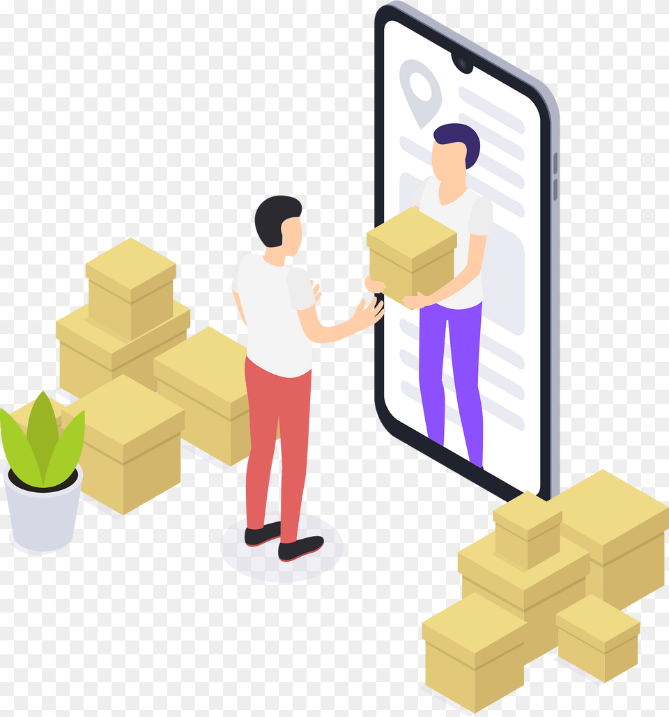 Delivery App Svg Clipart, Box, Cardboard, Carton, Person Png