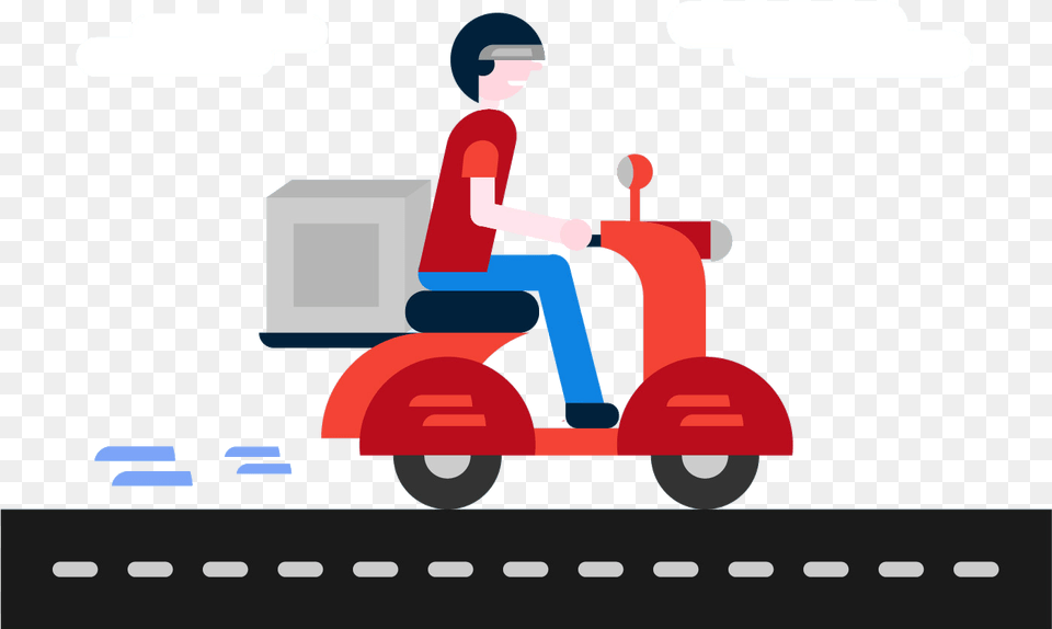 Delivery Boy, Vehicle, Transportation, Scooter, Wheel Png