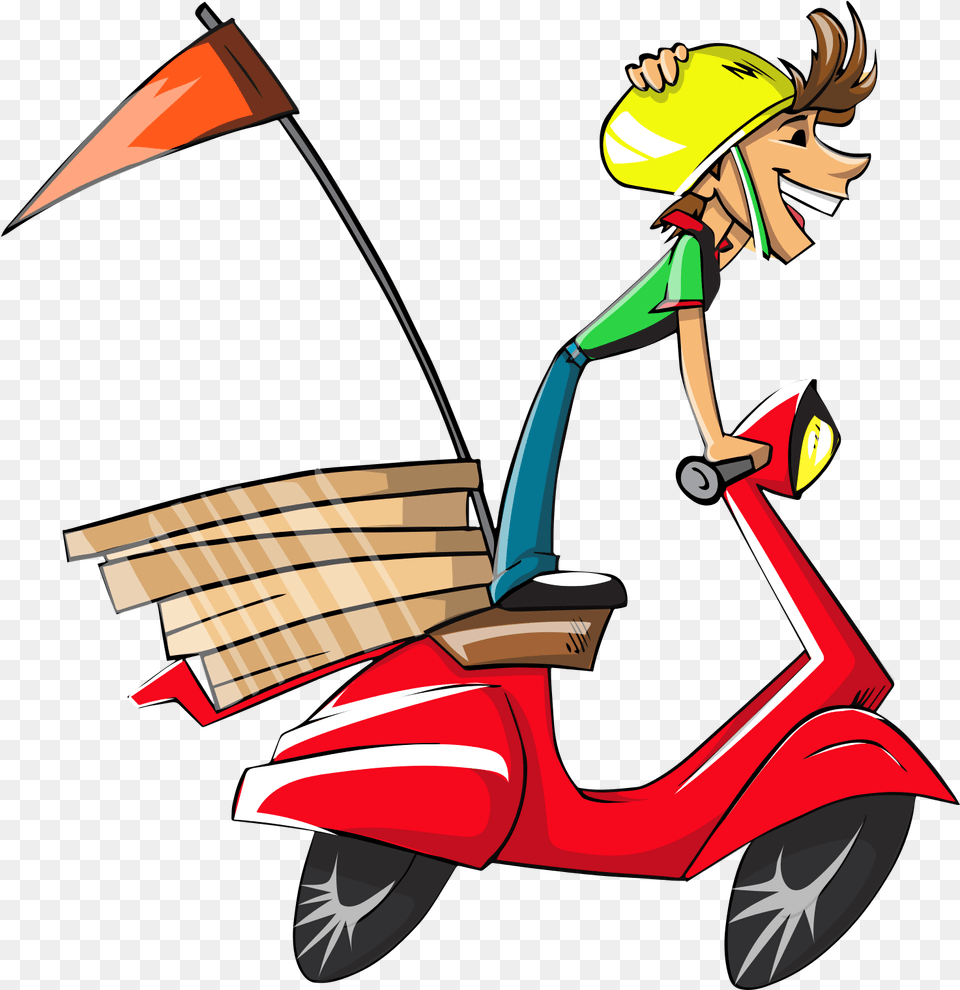 Delivery Boy Vector, Vehicle, Transportation, Scooter, Motorcycle Free Transparent Png