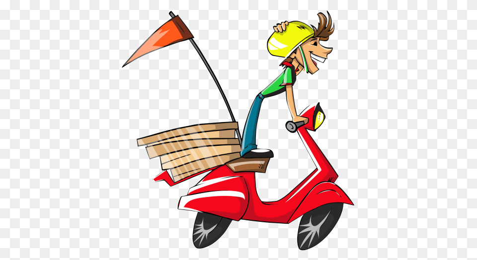 Delivery Boy Vector Transparent, Vehicle, Transportation, Scooter, Motorcycle Free Png Download