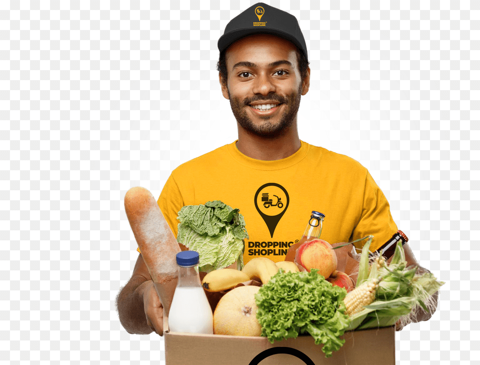 Delivery Food Man Groceries Deliveries, Adult, Male, Person, Hat Free Png