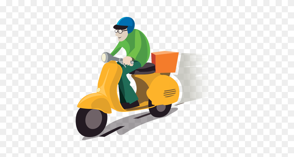 Delivery Man On Motorbike, Person, Face, Head, Vehicle Free Transparent Png