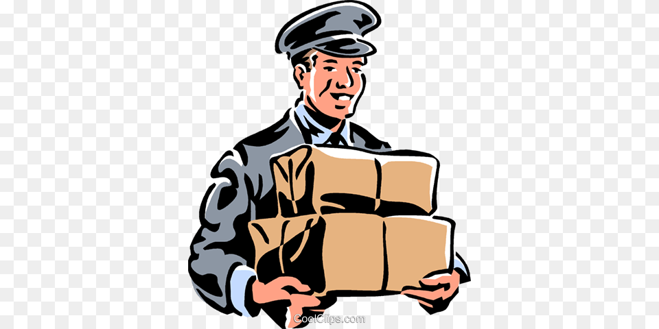 Delivery Man Royalty Vector Clip Art Illustration, Person, Box, Cardboard, Carton Free Png Download