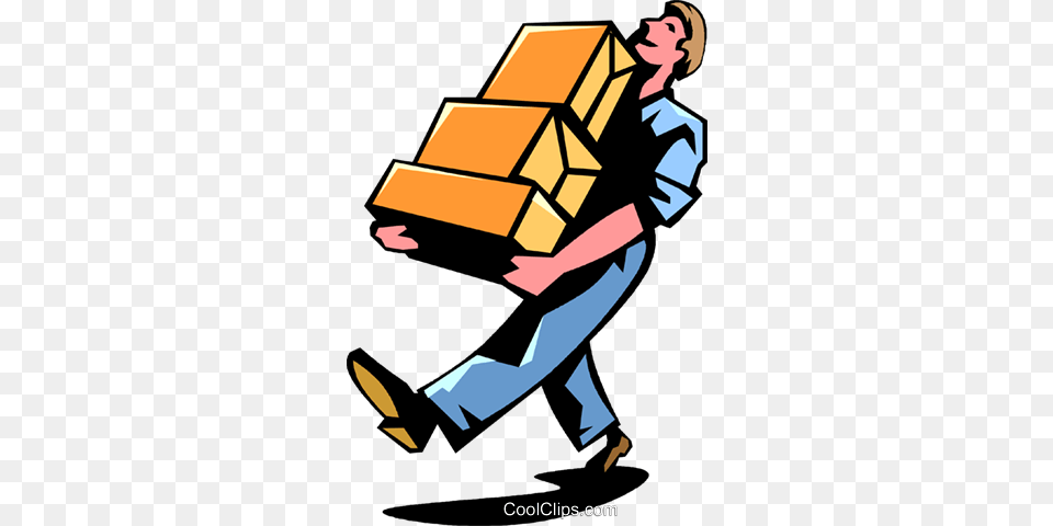 Delivery Man Royalty Vector Clip Art Illustration, Box, Cardboard, Carton, Package Free Png