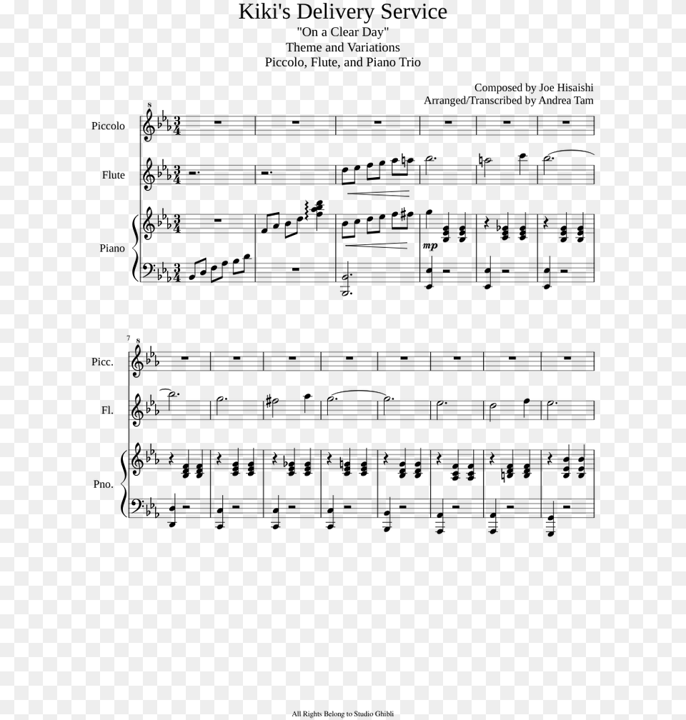 Delivery Service For Piccolo Flute And Piano Africa Alto Sax Sheet Music, Gray Free Transparent Png