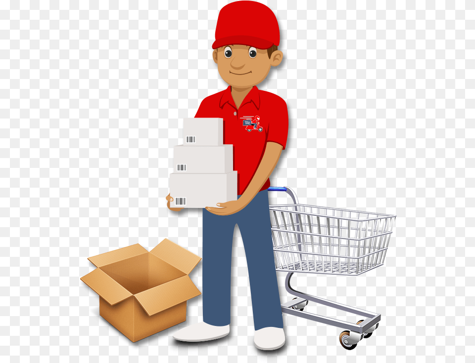 Delivery Shopping Cart Vector, Box, Package Delivery, Package, Person Free Png