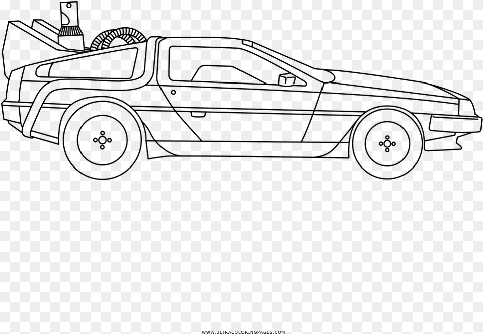 Delorean Coloring Page, Gray Free Transparent Png